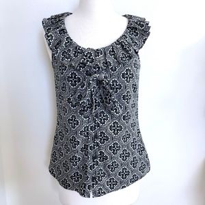 BANANA REPUBLIC Black&White Print Blouse With Bow